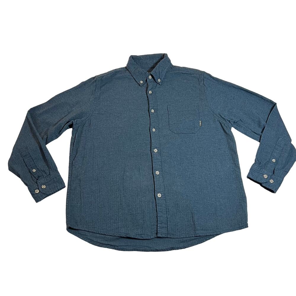 Eddie Bauer Men's Cotton Herringbone Design Button Down Shirt Size boys Large